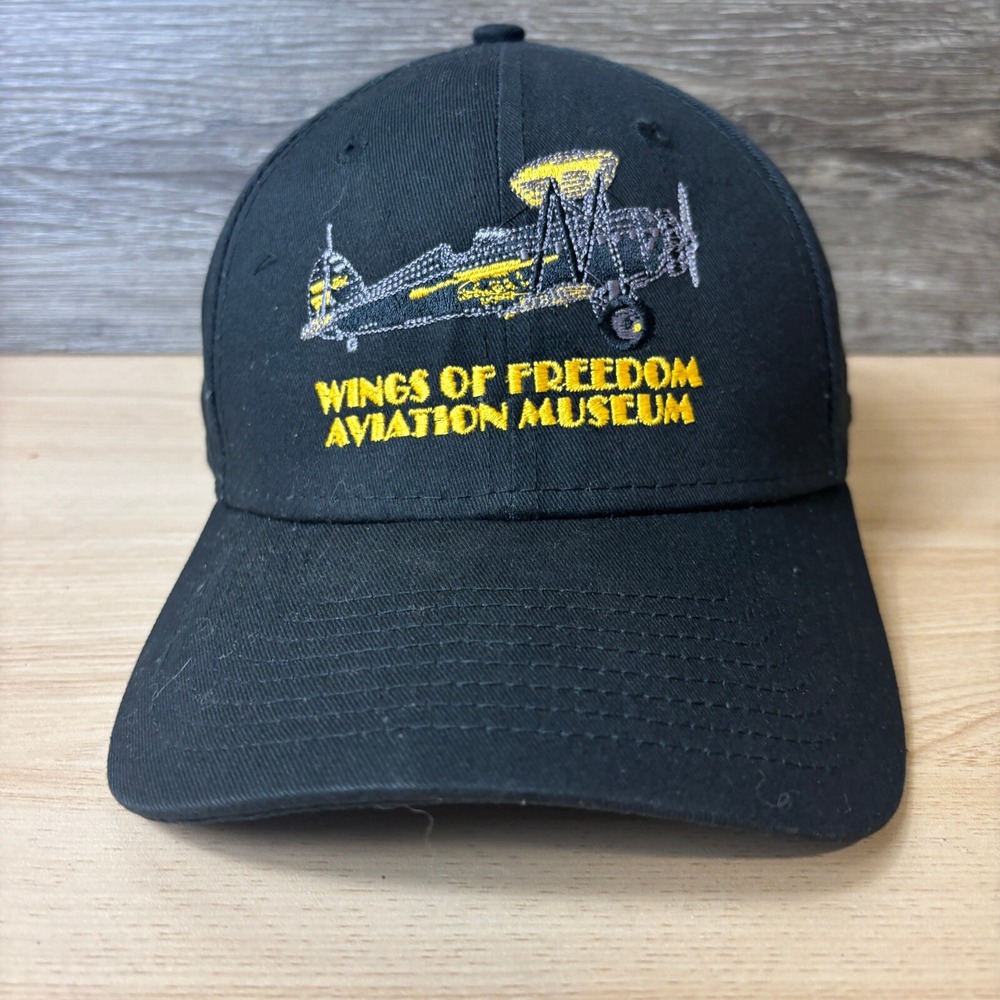 Wings Of Freedom Hat Cap Strap Back Black Aviation Museum Adjustable
